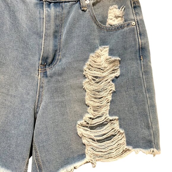 Indigo Rein High Rise High Waist Jean Shorts Cutoffs Distressed Retro Size 7 27 - Picture 2 of 10
